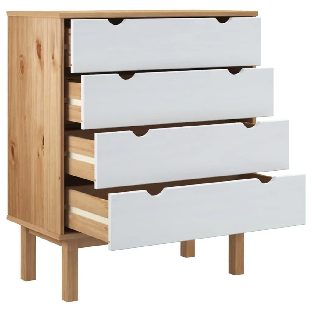 Drawer Cabinet OTTA Brown&White 76.5x39.5x90cm Solid Wood Pine Price