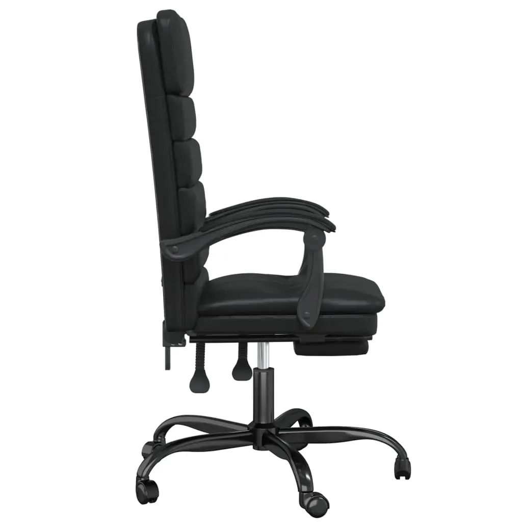 Massage Reclining Office Chair Black Faux Leather Price
