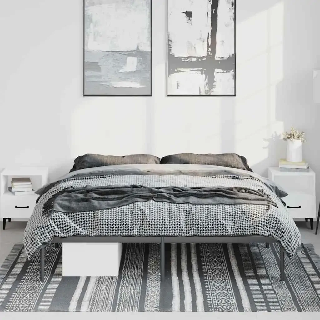 Metal Bed Frame without Mattress Black 183x213 cm Price