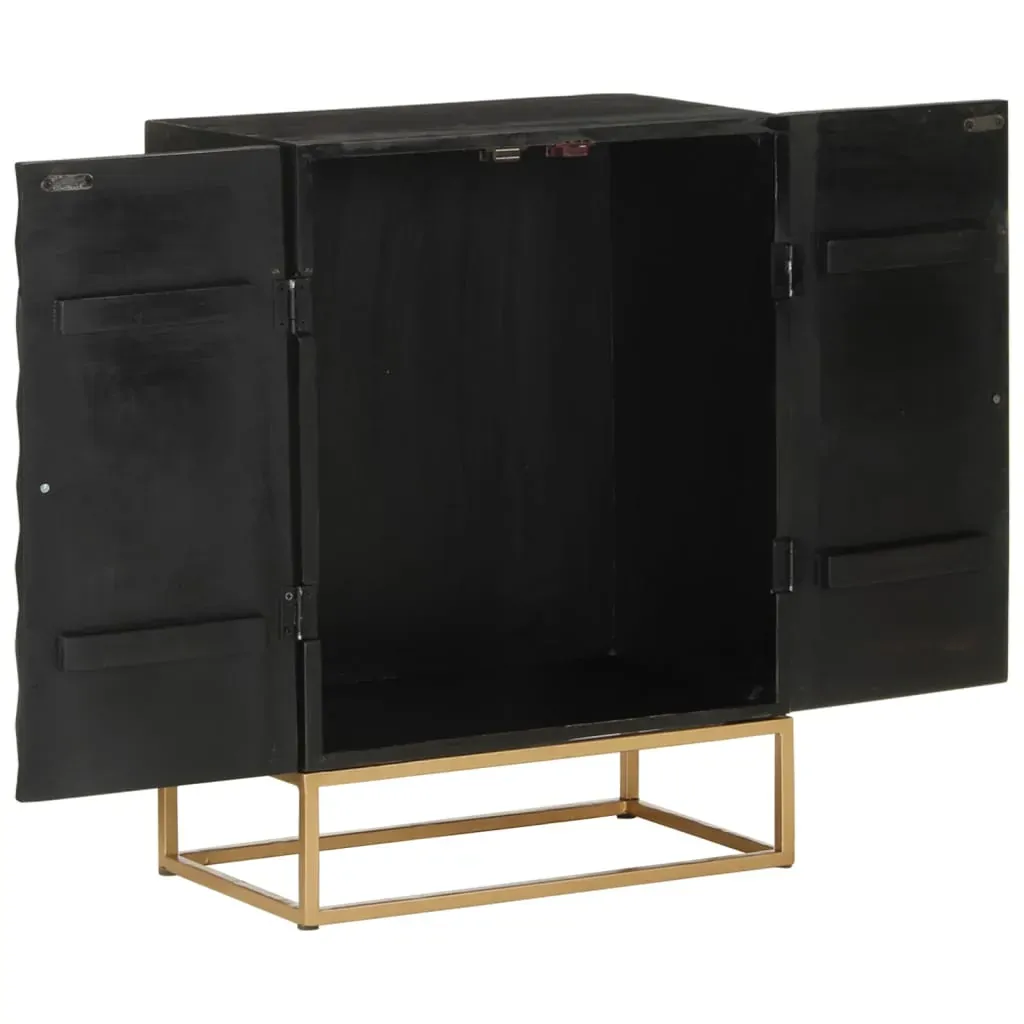 Sideboard Black 55x34x75 cm Solid Wood Mango and Iron Price