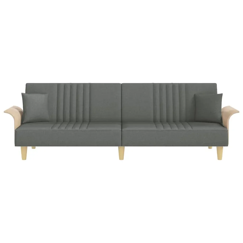 Sofa Bed with Armrests Dark Grey Fabric Price