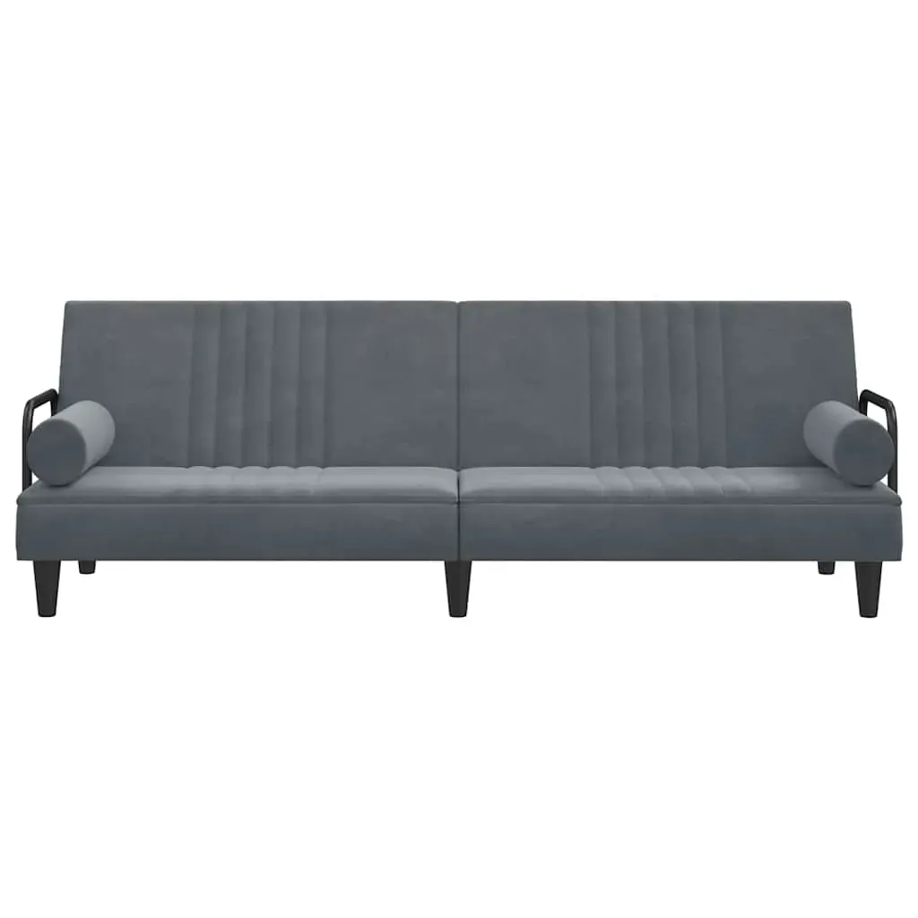 Sofa Bed with Armrests Dark Grey Velvet Price