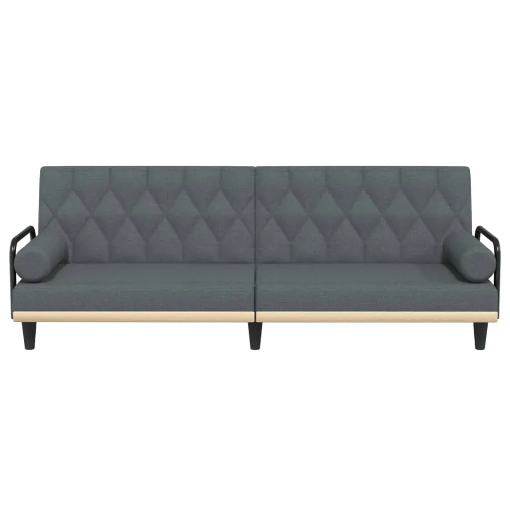 Sofa Bed with Armrests Dark Grey Fabric Price
