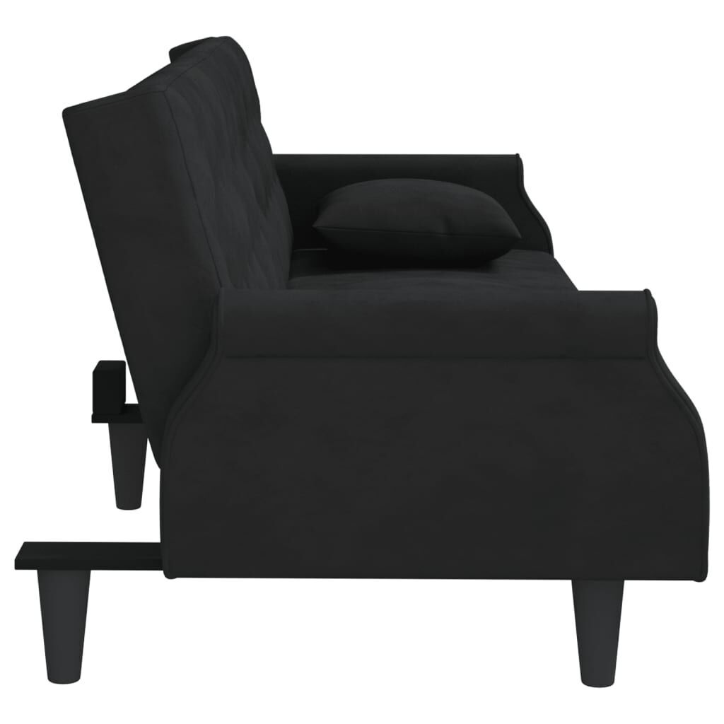 Sofa Bed with Armrests Black Velvet Price