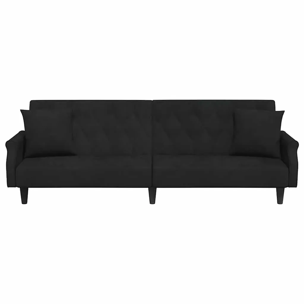 Sofa Bed with Armrests Black Velvet Price