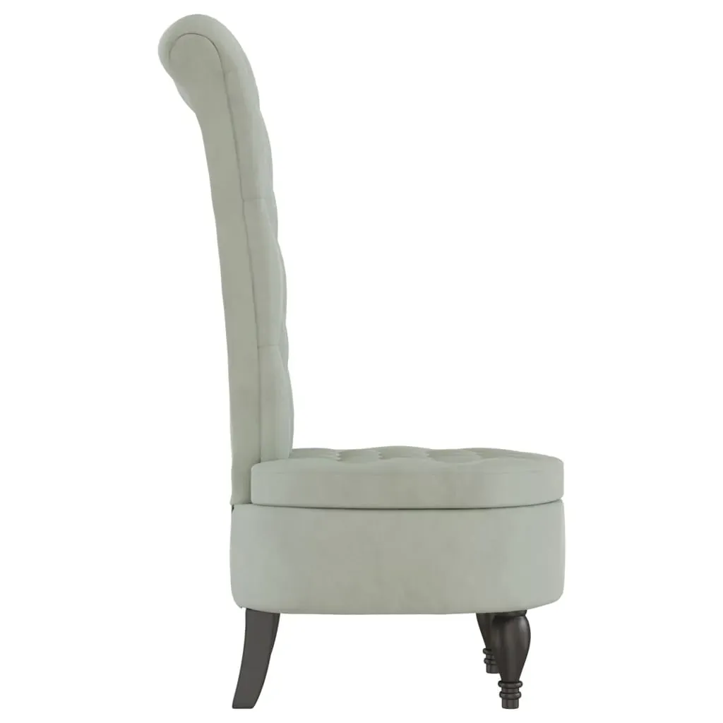 High Back Chair Light Grey Velvet Button Design Price