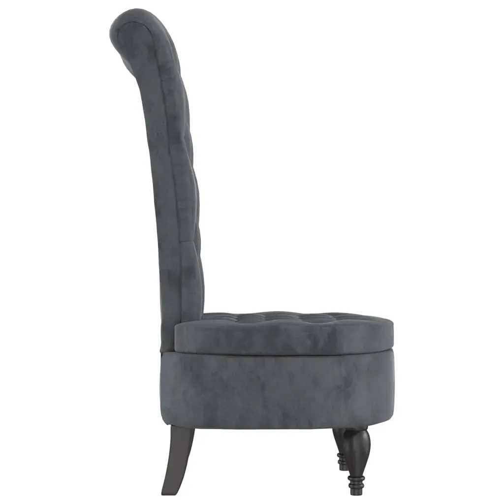 High Back Chair Dark Grey Velvet Button Design Price