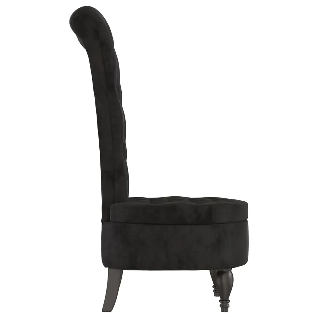 High Back Chair Black Velvet Button Design Price