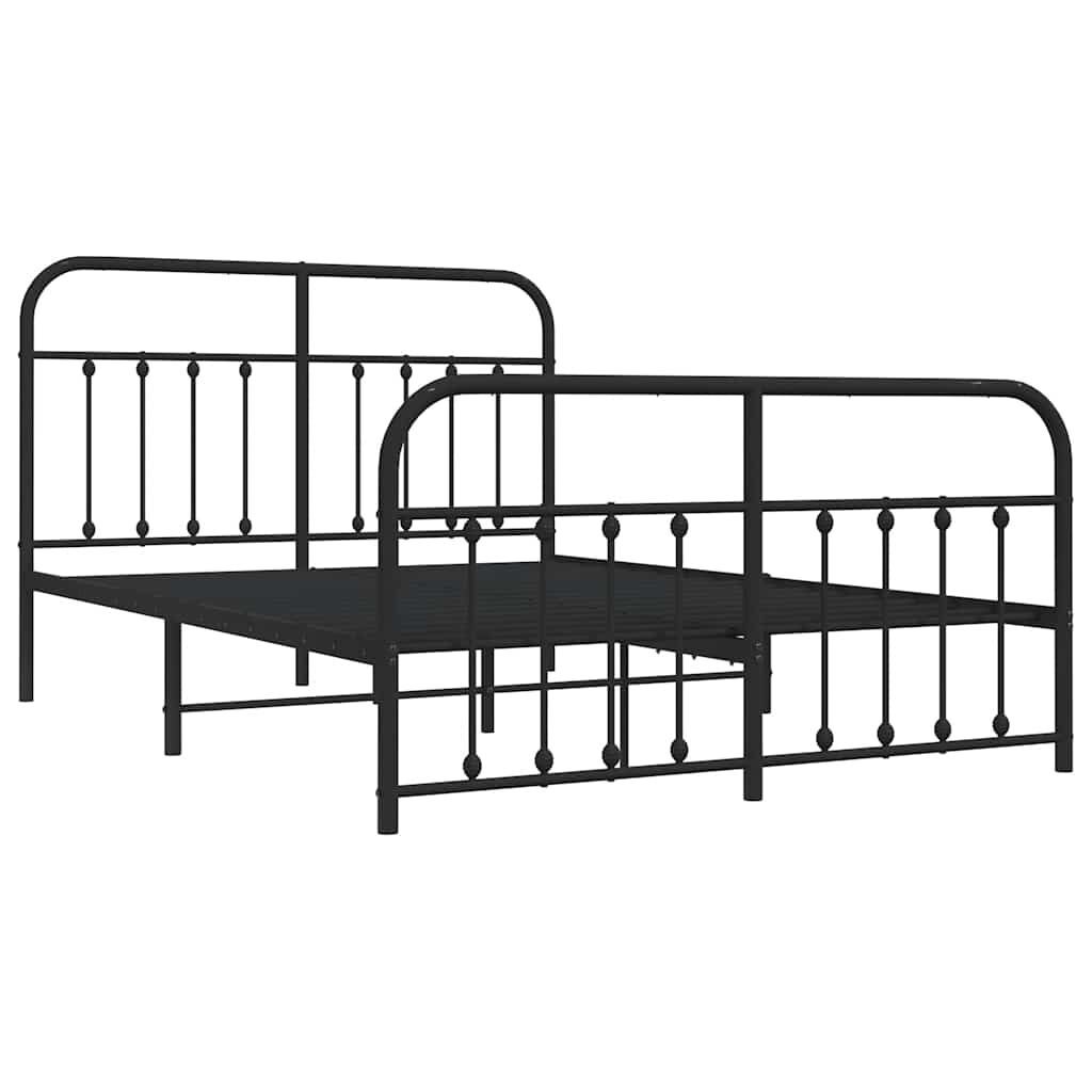 Metal Bed Frame without Mattress with Footboard Black 135x190 cm Price