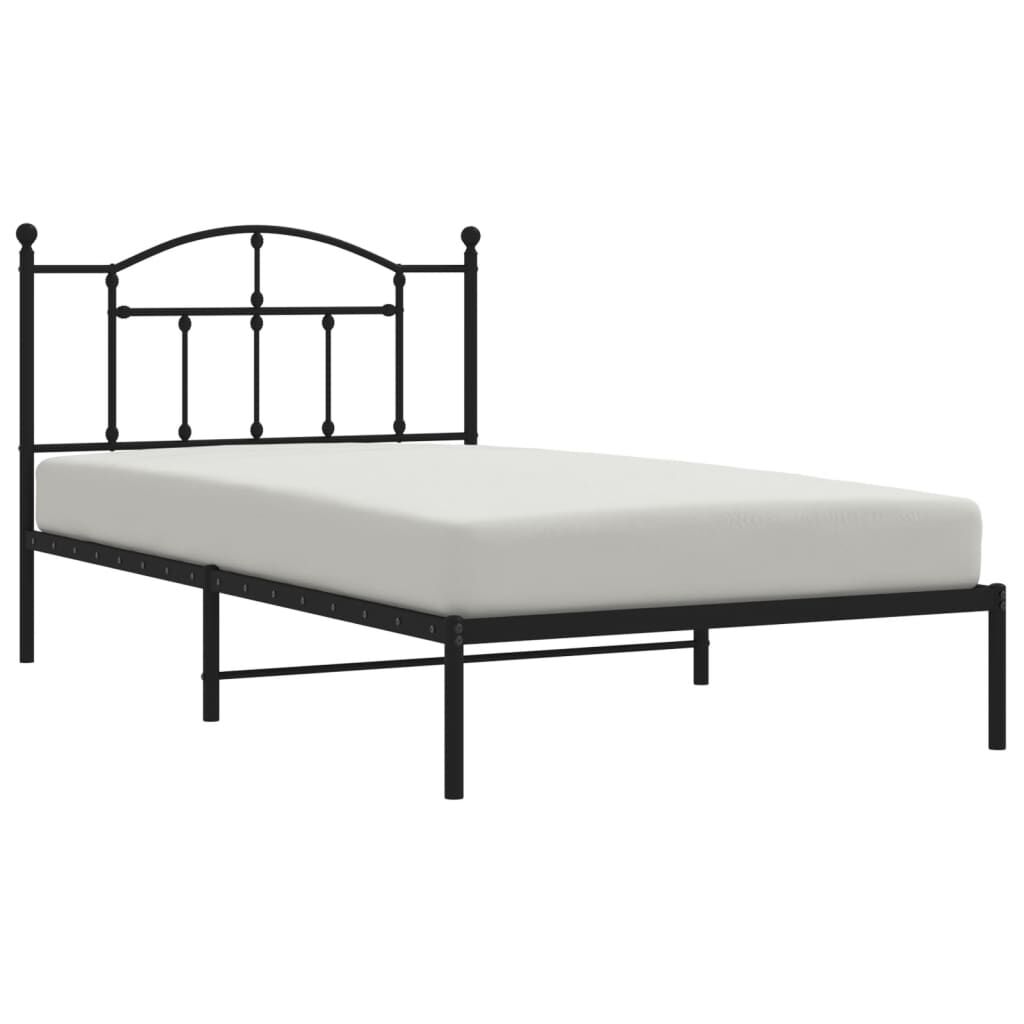 Metal Bed Frame without Mattress with Headboard Black 107x203 cm King Single Price