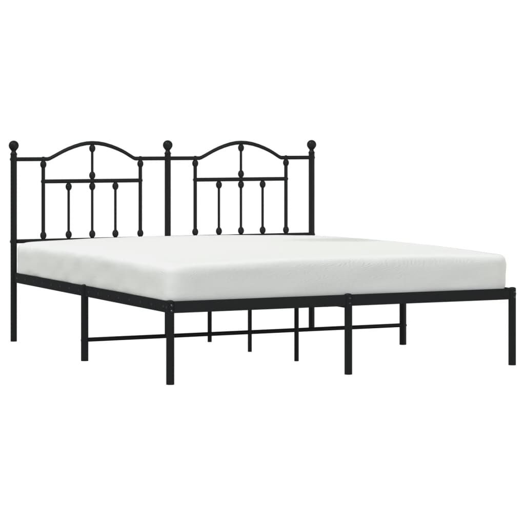 Metal Bed Frame without Mattress with Headboard Black 183x203 cm King Price