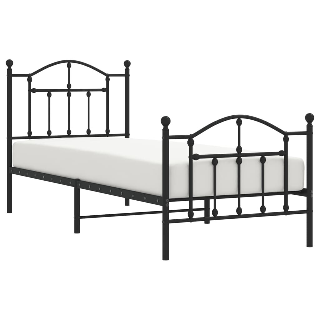Metal Bed Frame without Mattress with Footboard Black 90x190 cm Price