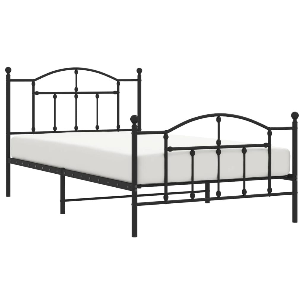 Metal Bed Frame without Mattress with Footboard Black 107x203 cm King Single Price