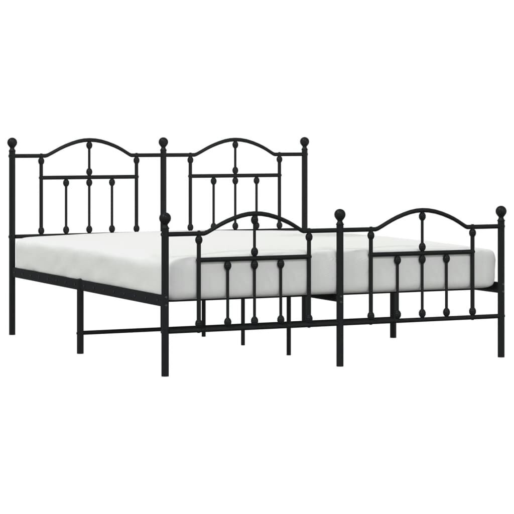 Metal Bed Frame without Mattress with Footboard Black 183x203 cm King Price