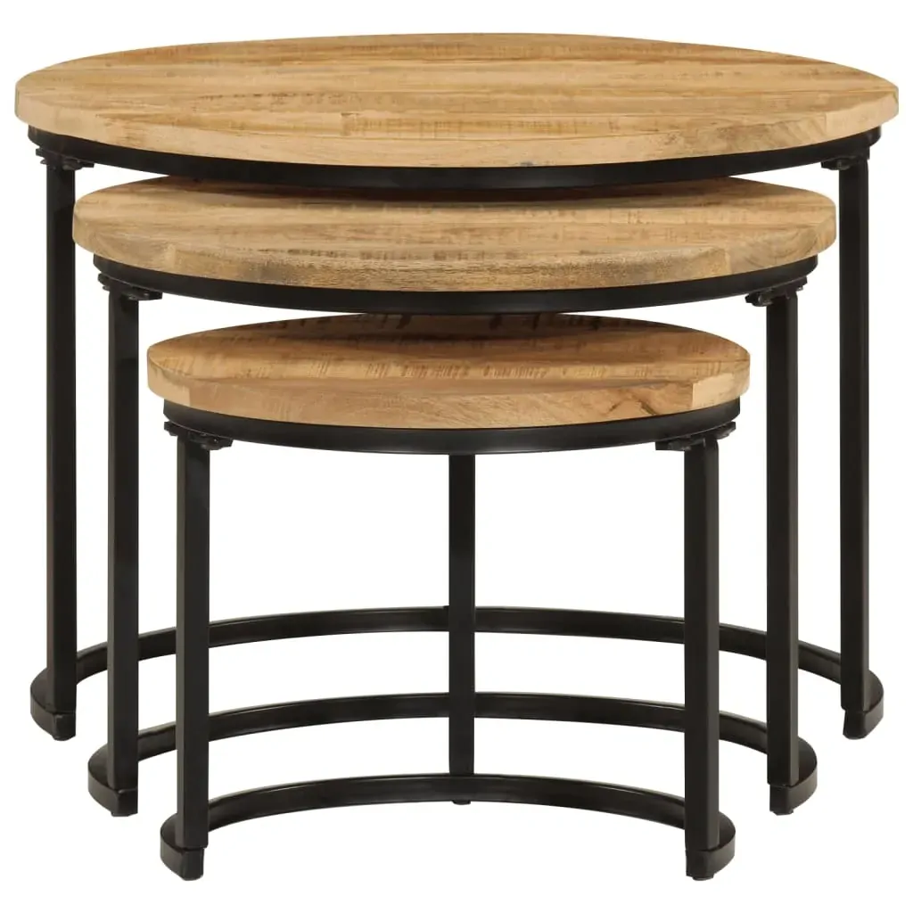 Nesting Tables 3 pcs Solid Rough Wood Mango Price