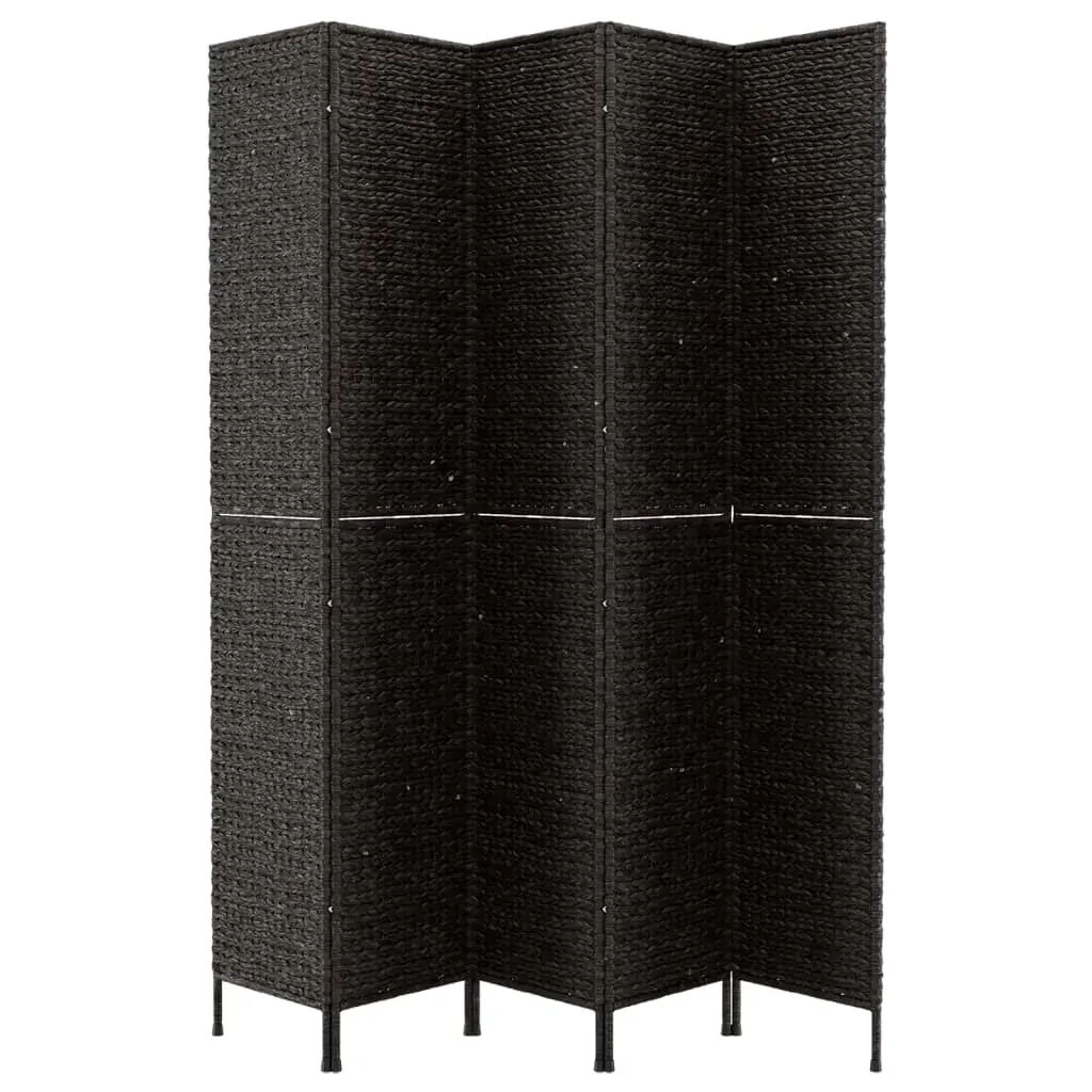 Room Divider 5-Panel Black 205x180 cm Water Hyacinth Price