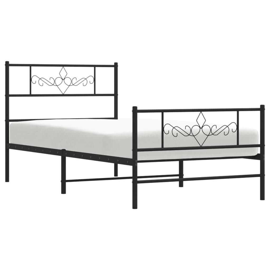 Metal Bed Frame without Mattress with Footboard Black 107x203 cm King Single Price