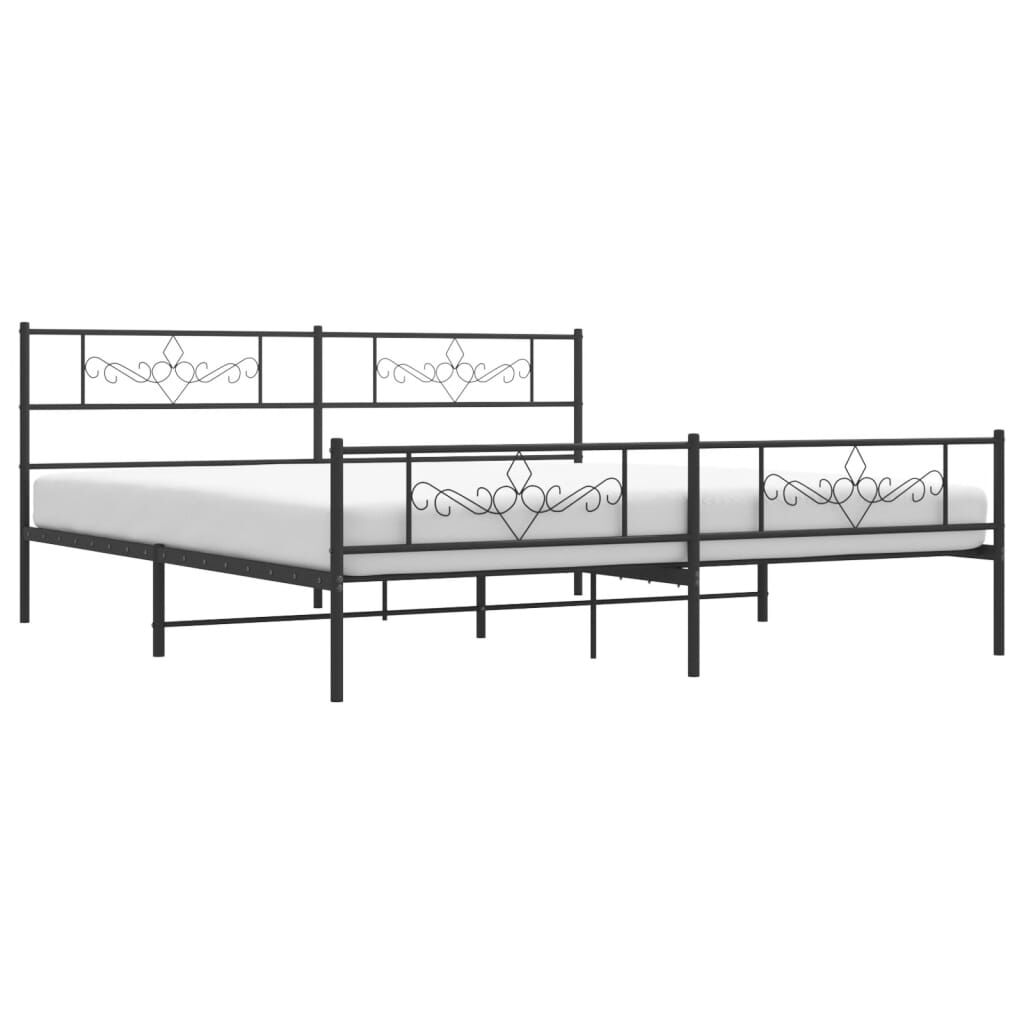Metal Bed Frame without Mattress with Footboard Black 183x203 cm King Price