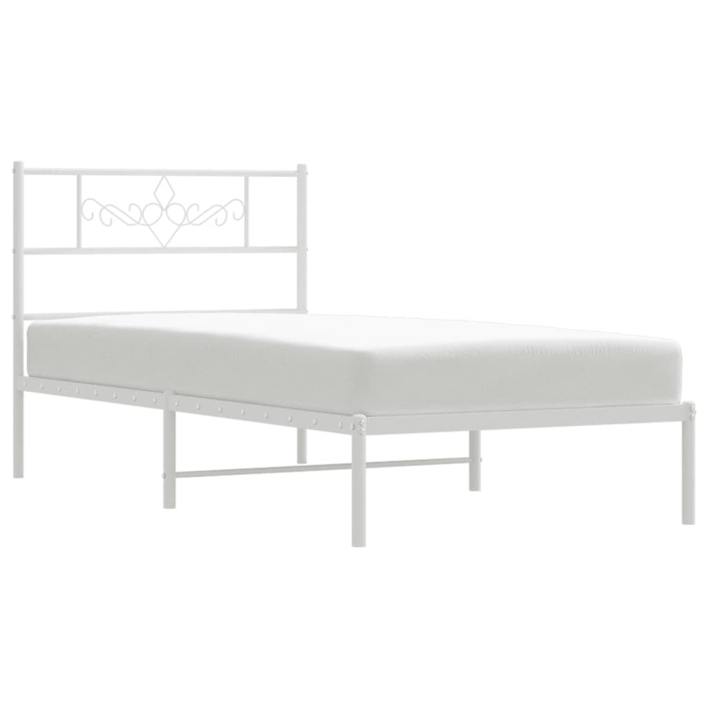 Metal Bed Frame without Mattress with Headboard White 107x203 cm King Single Price