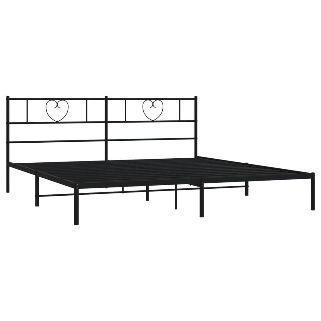 Metal Bed Frame without Mattress with Headboard Black 183x203 cm King Price