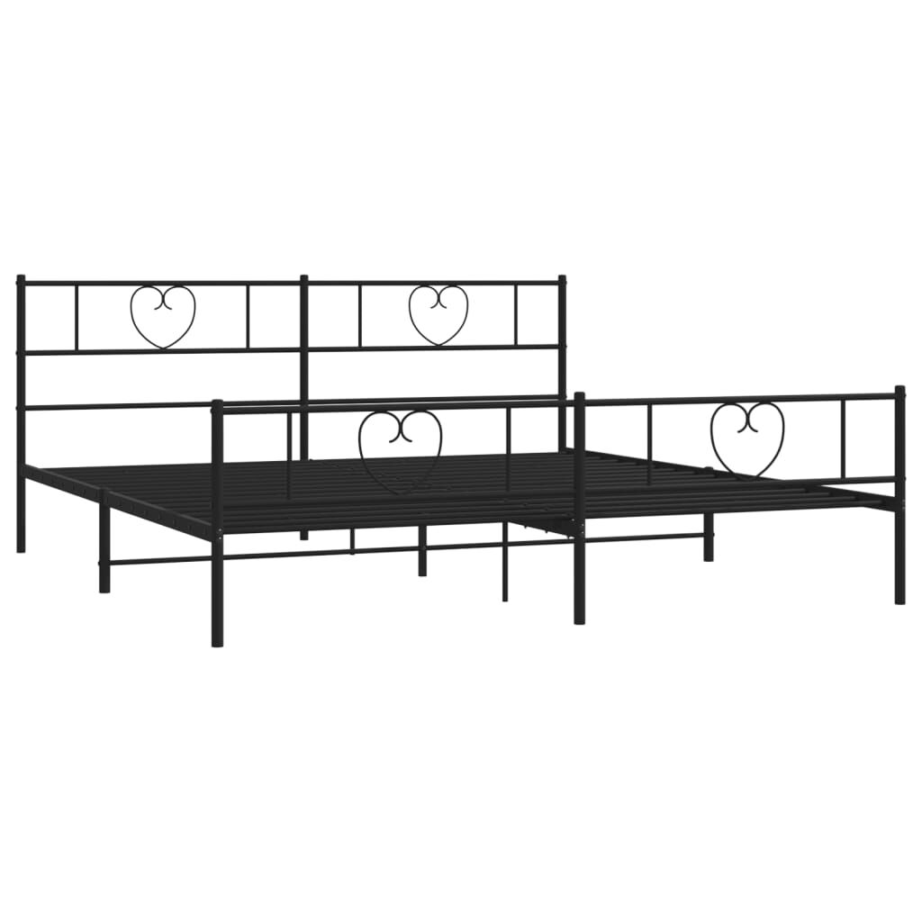Metal Bed Frame without Mattress with Footboard Black 183x203 cm King Price