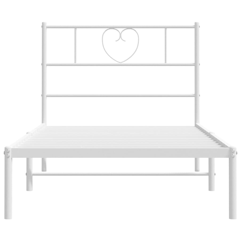 Metal Bed Frame without Mattress with Headboard White 90x190 cm Price