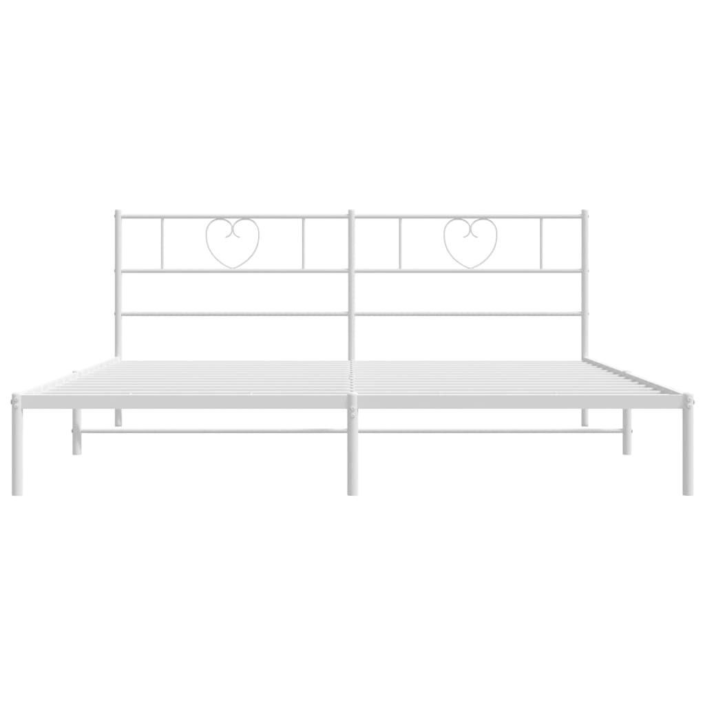 Metal Bed Frame without Mattress with Headboard White 183x203 cm King Price