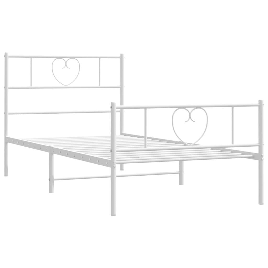 Metal Bed Frame without Mattress with Footboard White 90x190 cm Price