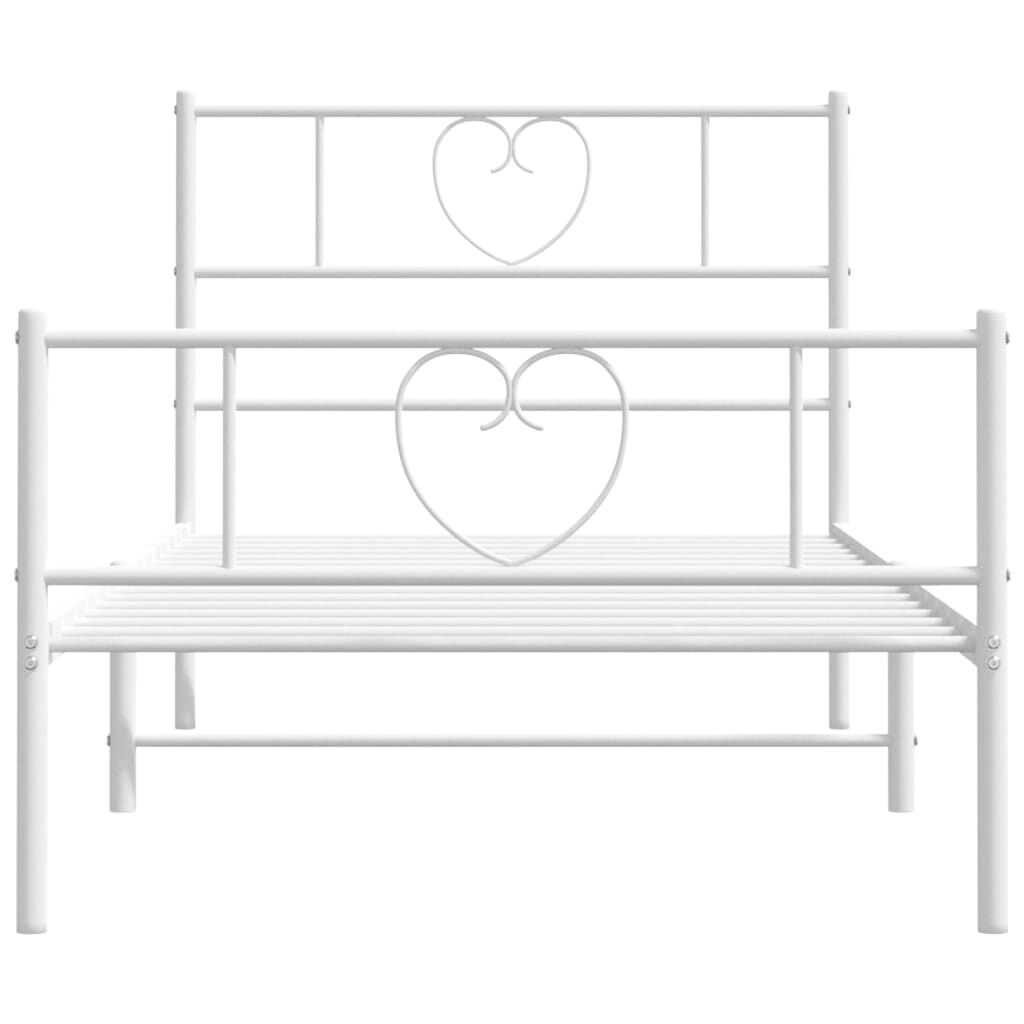 Metal Bed Frame without Mattress with Footboard White 107x203 cm King Single Price