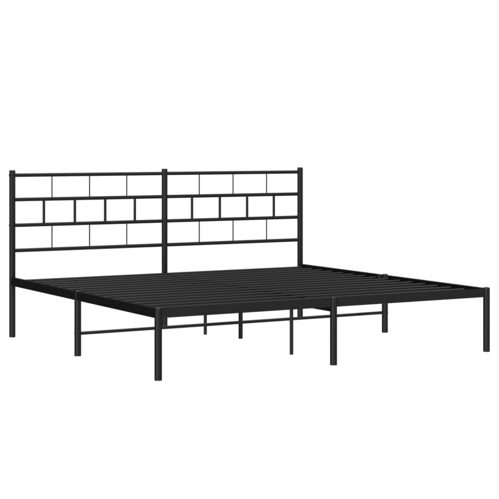 Metal Bed Frame without Mattress with Headboard Black 183x203 cm King Price