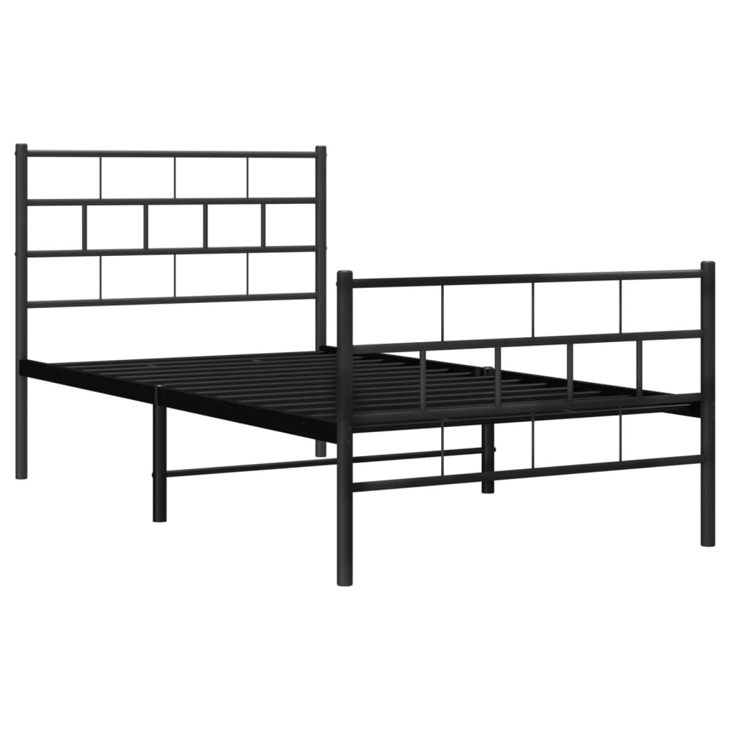 Metal Bed Frame without Mattress with Footboard Black 107x203 cm King Single Price