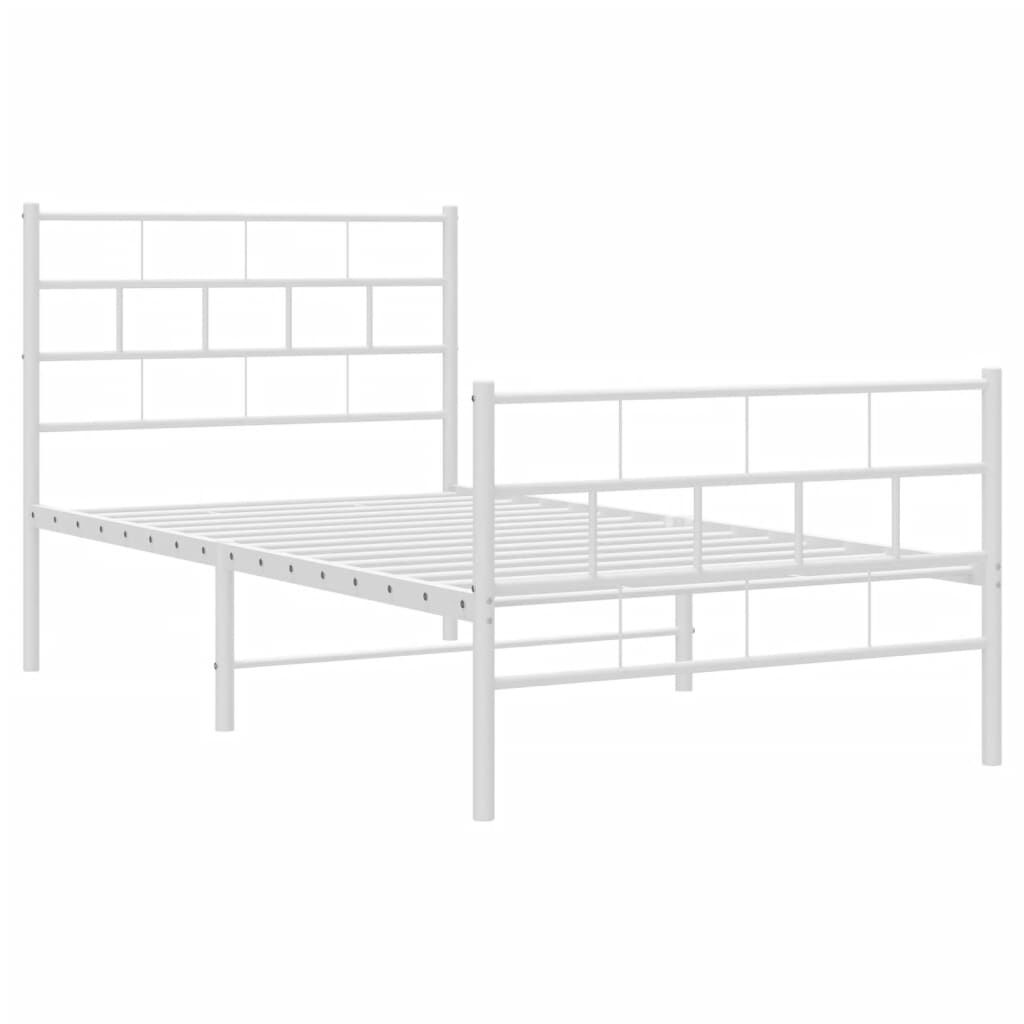 Metal Bed Frame without Mattress with Footboard White 107x203 cm King Single Price