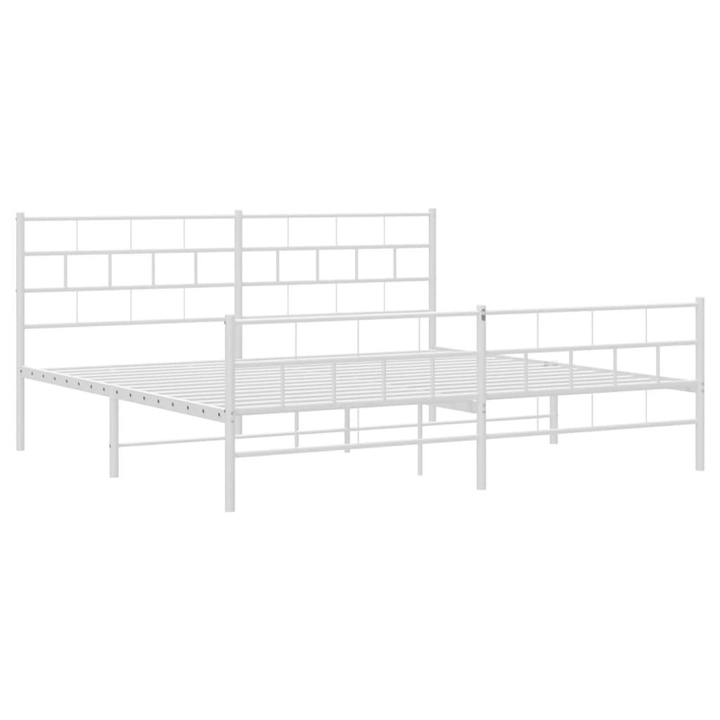 Metal Bed Frame without Mattress with Footboard White 183x203 cm King Price