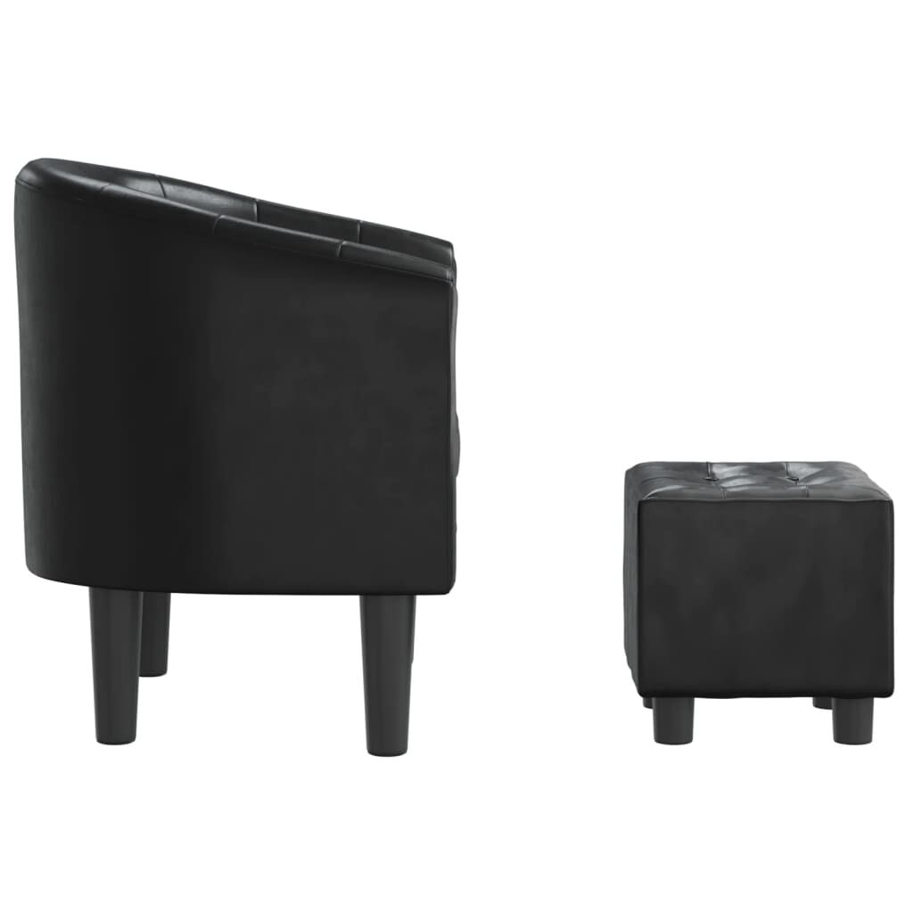 Tub Chair with Footstool Black Faux Leather Price