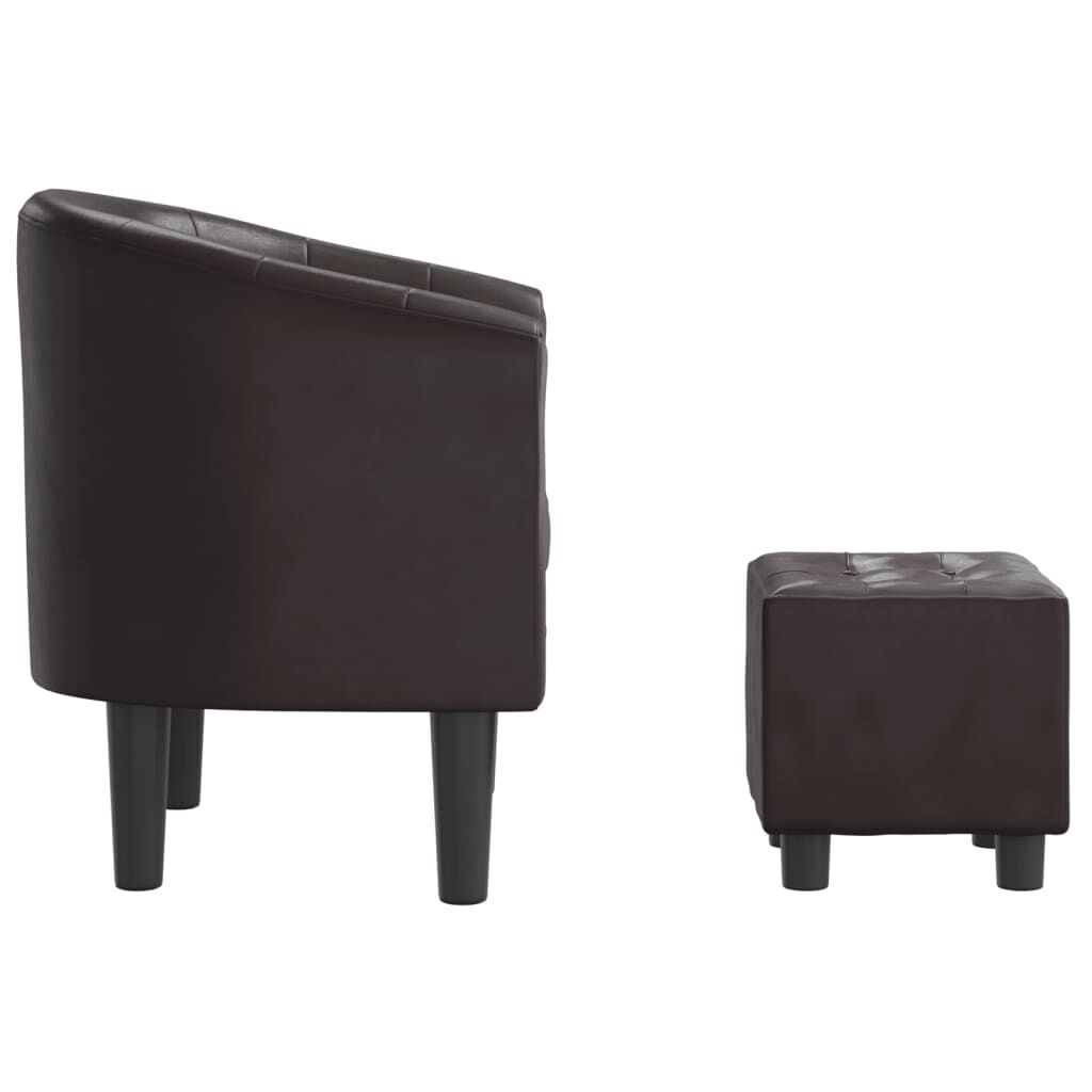 Tub Chair with Footstool Brown Faux Leather Price