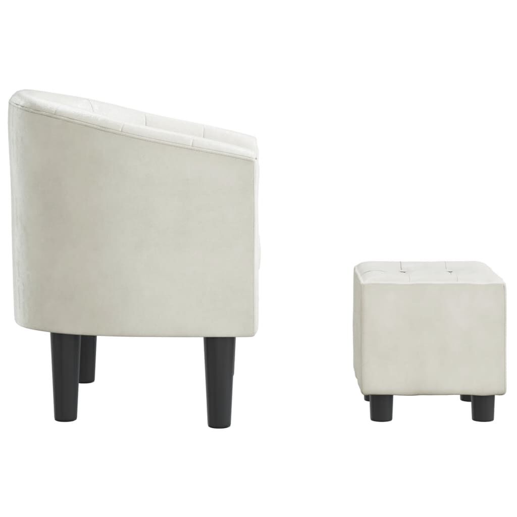 Tub Chair with Footstool White Faux Leather Price