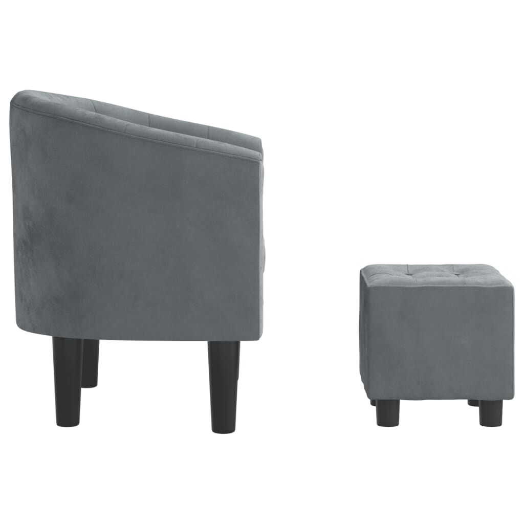 Tub Chair with Footstool Dark Grey Velvet Price