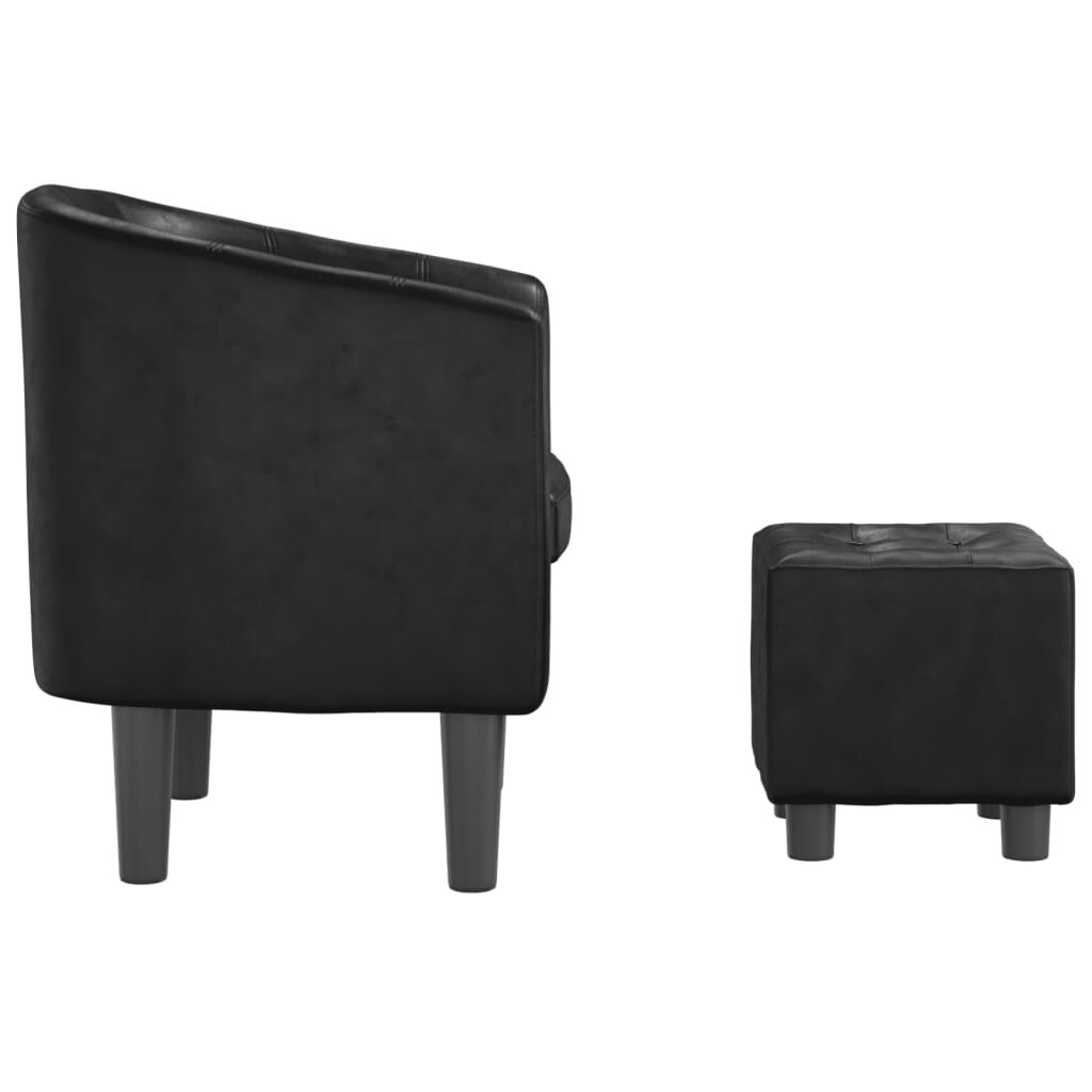 Tub Chair with Footstool Black Faux Leather Price