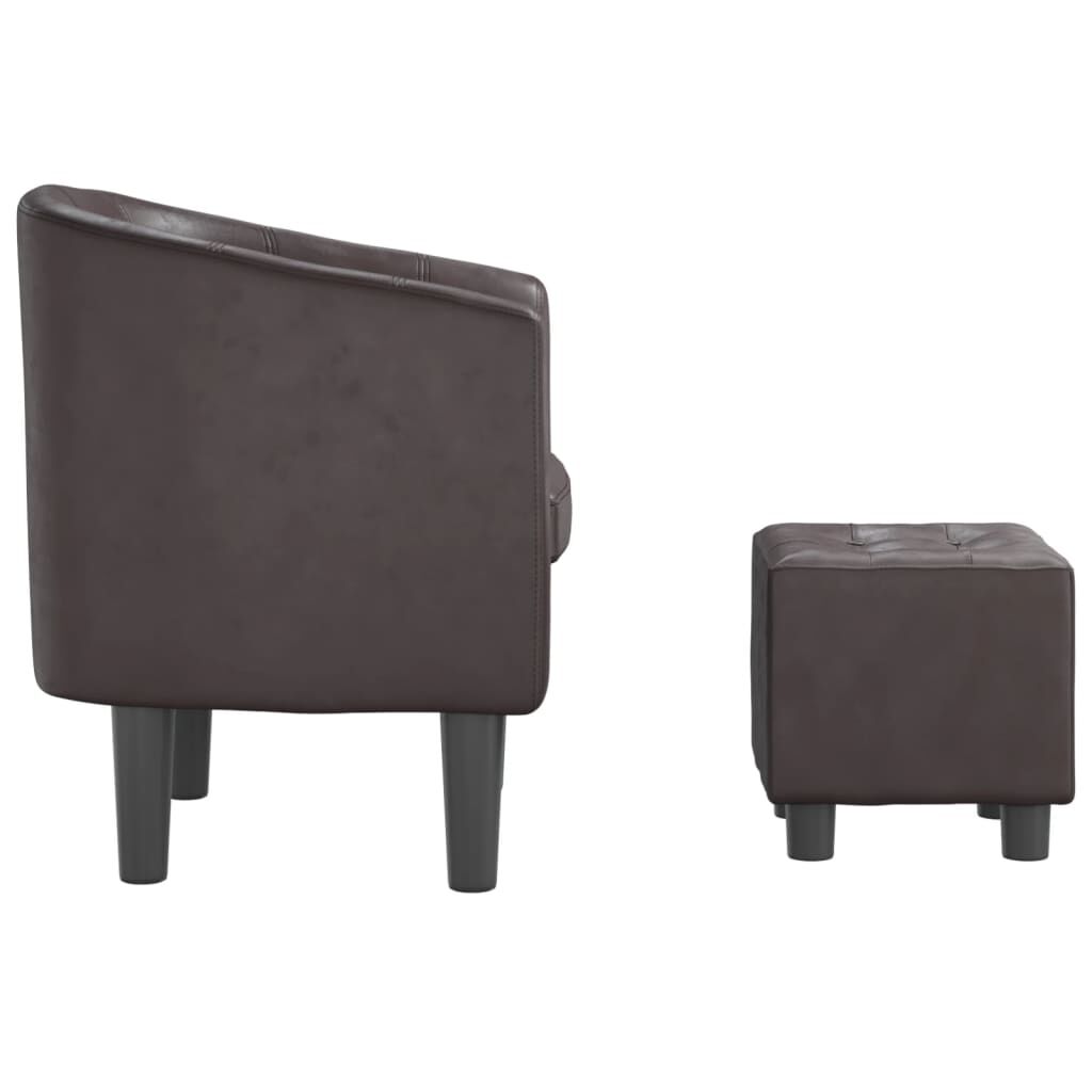 Tub Chair with Footstool Brown Faux Leather Price