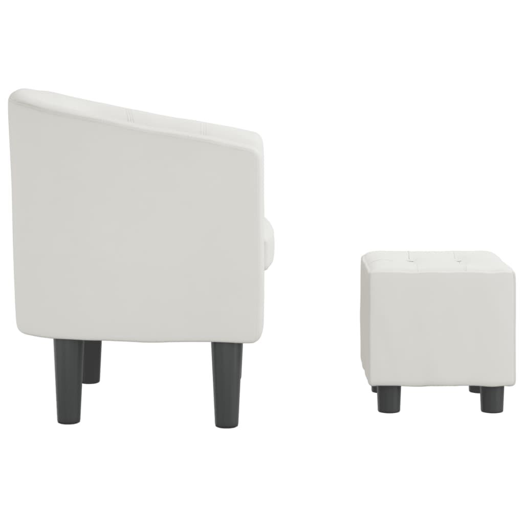 Tub Chair with Footstool White Faux Leather Price