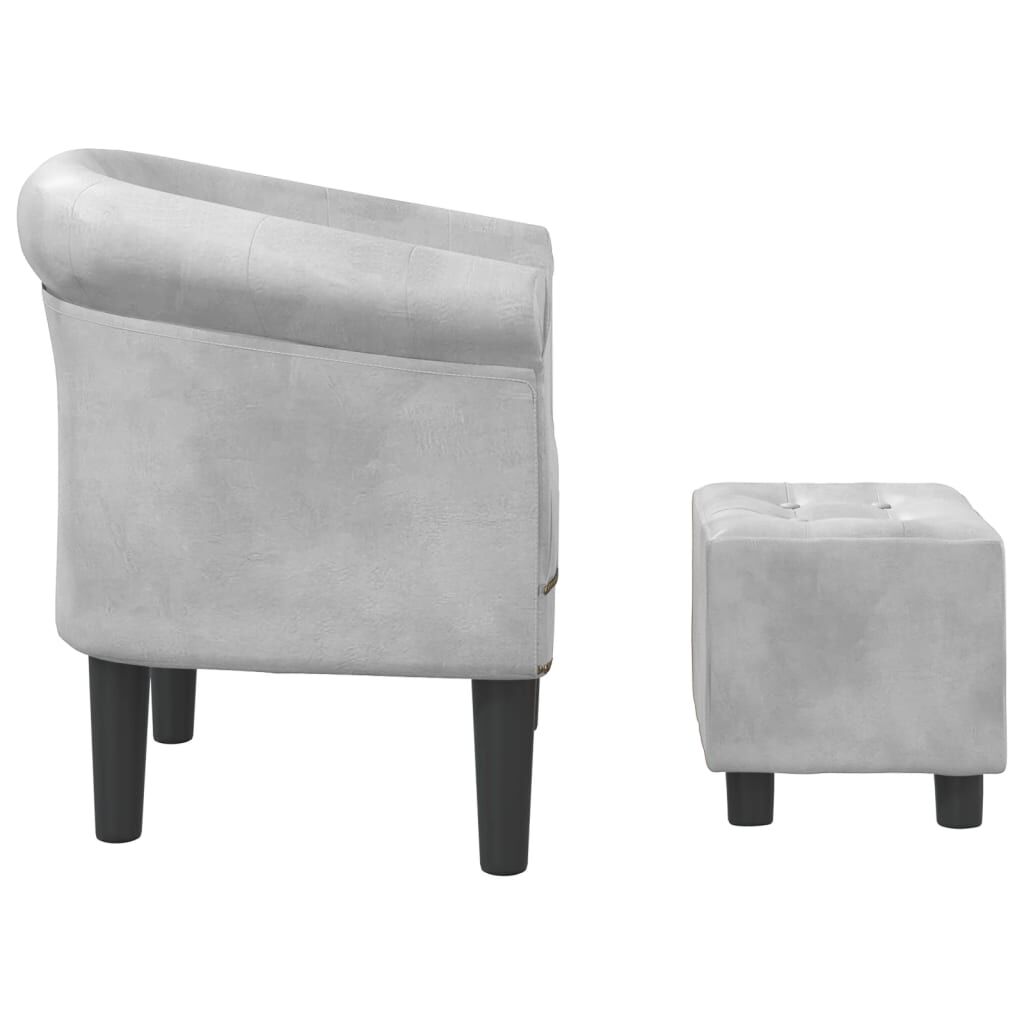 Tub Chair with Footstool Silver Faux Leather Price