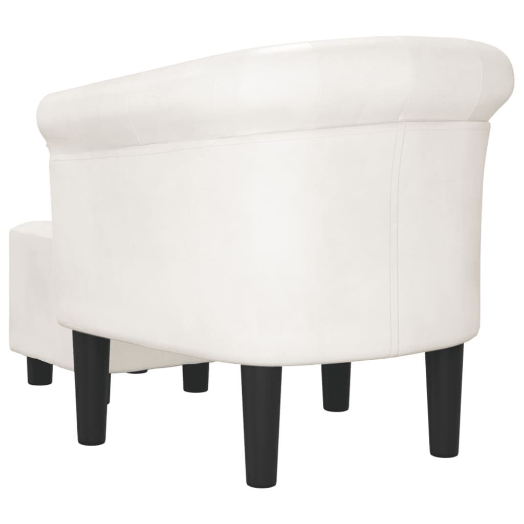 Tub Chair with Footstool White Faux Leather Price