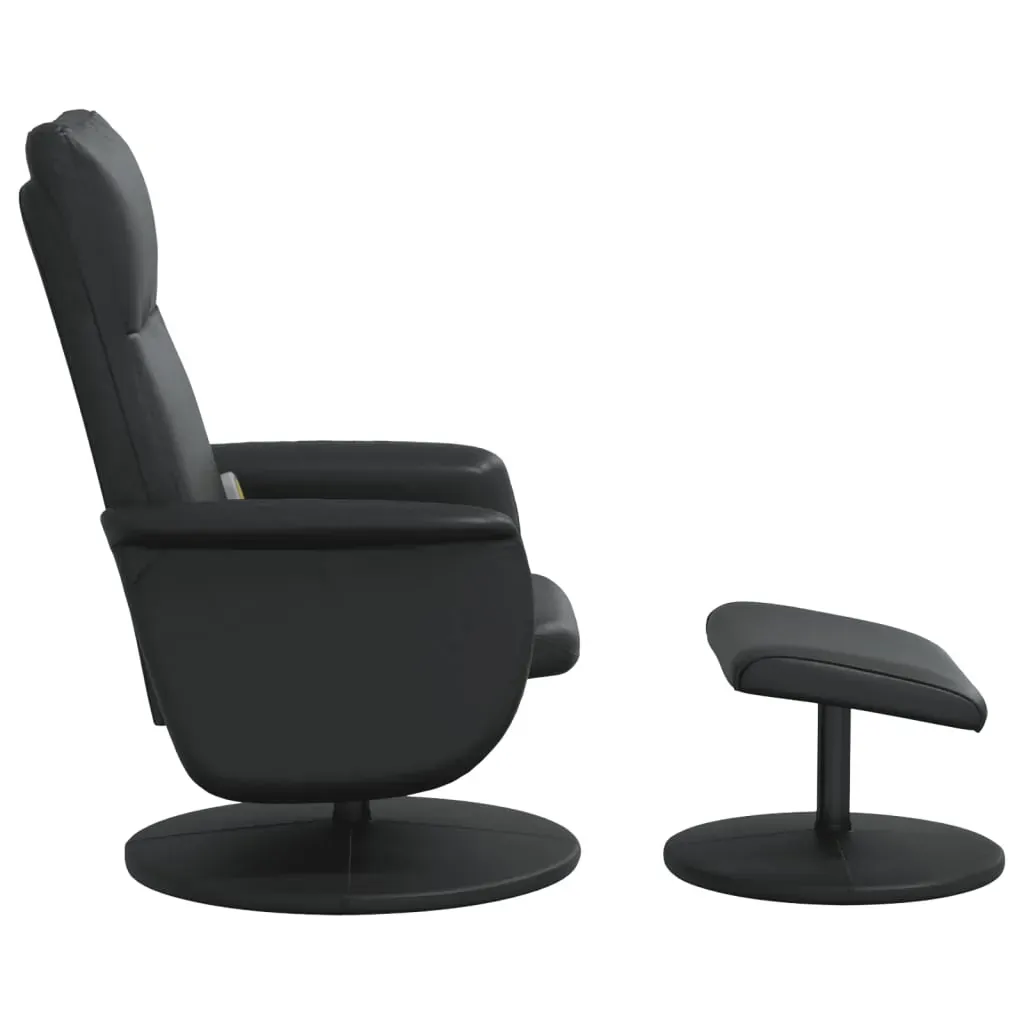 Massage Recliner Chair with Footstool Black Faux Leather Price