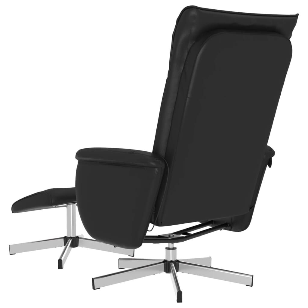 Massage Recliner Chair with Footstool Black Faux Leather Price