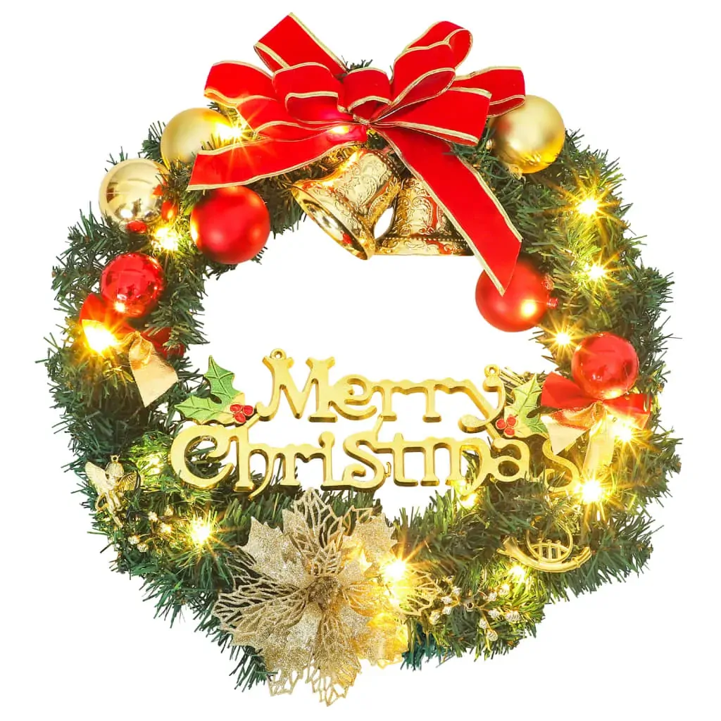 Christmas Wreath with 15 LEDs Green 30 cm Price