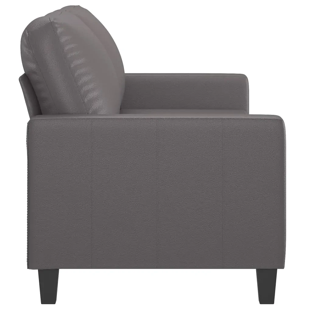 2-Seater Sofa Grey 140 cm Faux Leather Price