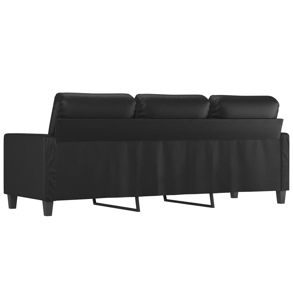 3-Seater Sofa Black 180 cm Faux Leather Price