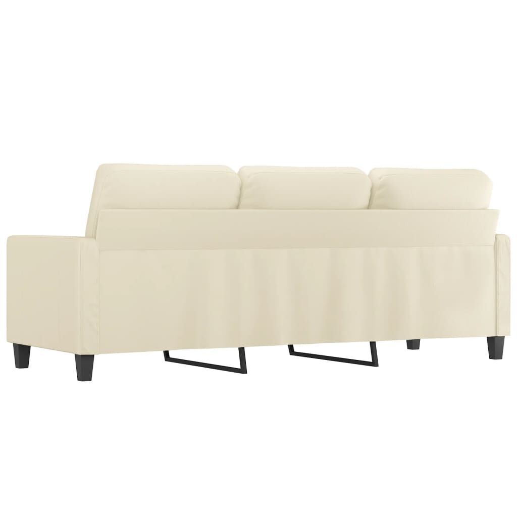 3-Seater Sofa Cream 180 cm Faux Leather Price