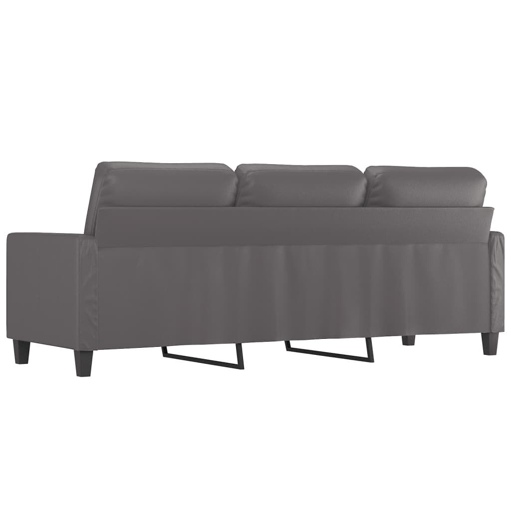 3-Seater Sofa Grey 180 cm Faux Leather Price