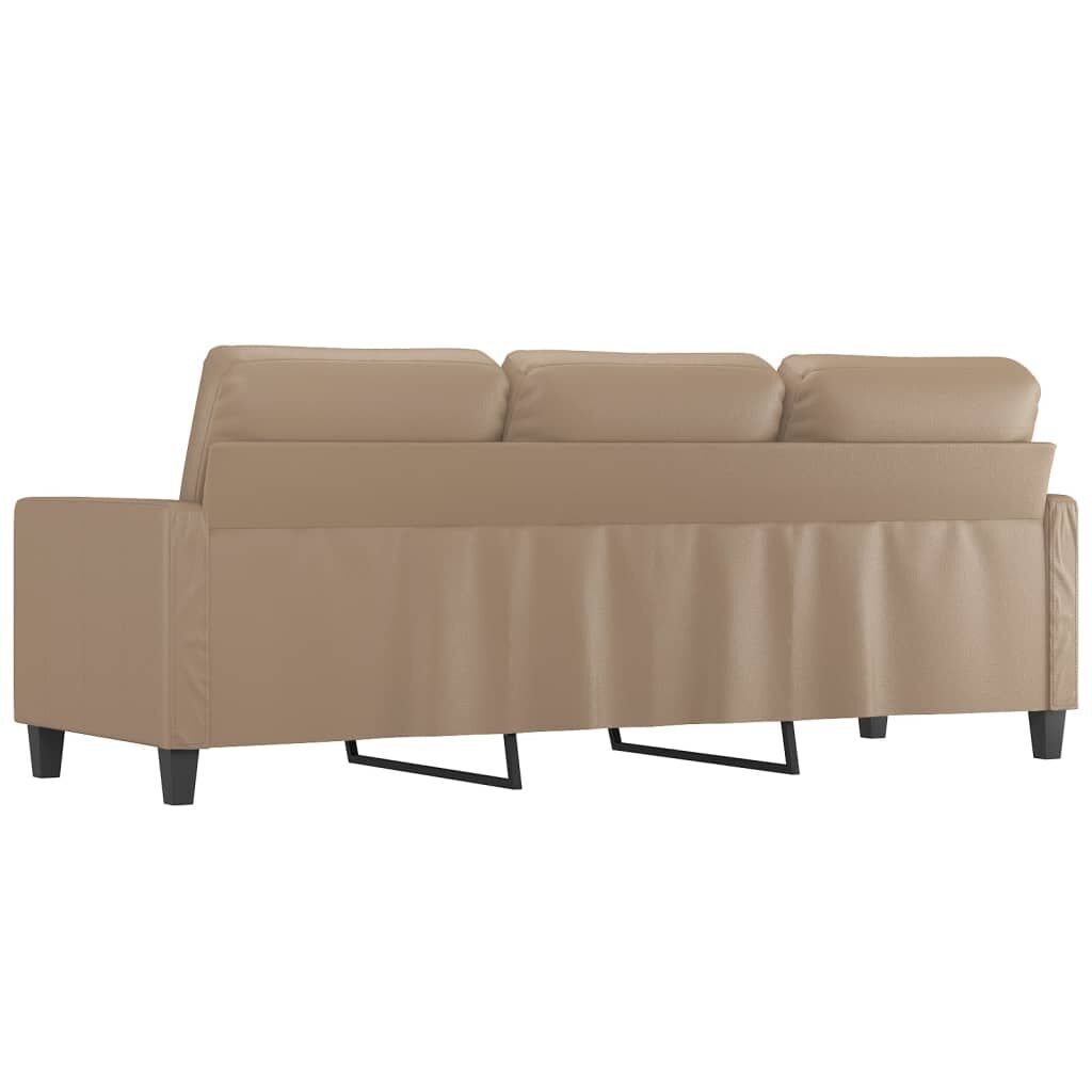 3-Seater Sofa Cappuccino 180 cm Faux Leather Price